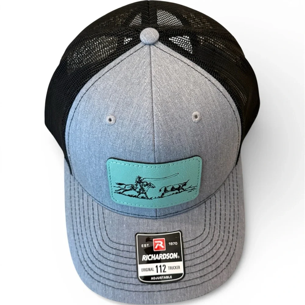 RICHARDSON 112 Heather Gray/Black Ranch Roper Patch Structured Trucker - Picture 7 of 8
